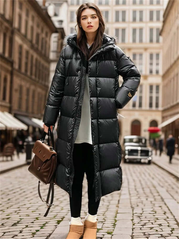 Women’s Padded Jacket – Oversized Fit – Quilted Hooded – Full Length Warm Design