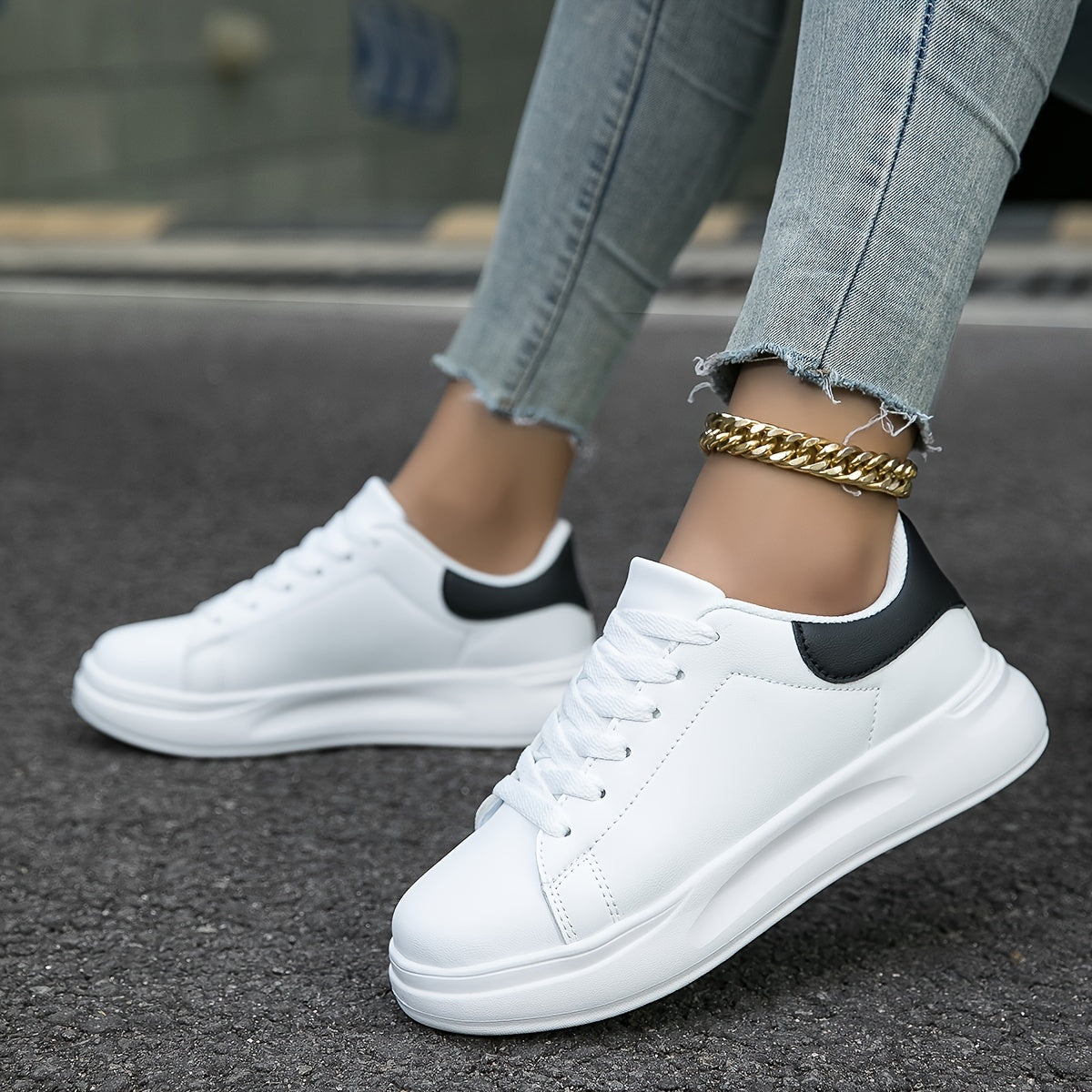 Liliana | Clean White Faux Leather Sneakers