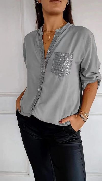 Sequin Pocket Glitter Blouse | Stylish Partywear for Women