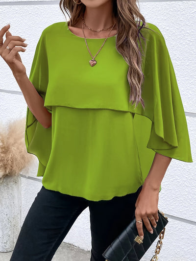 Layered blouse with batwing sleeves for women
