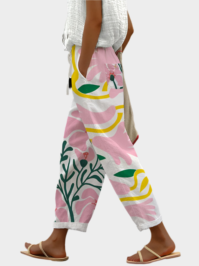 Rowan | Lightweight Floral Print Comfortable Trousers