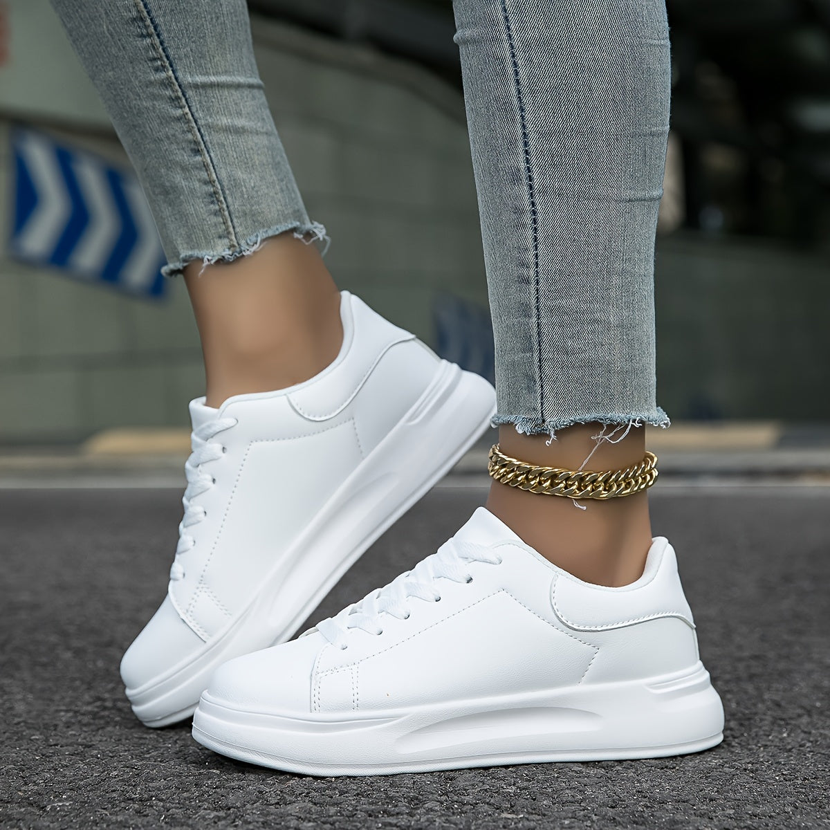Liliana | Clean White Faux Leather Sneakers