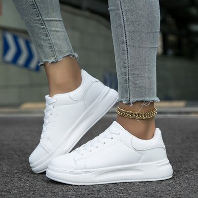 Liliana | Clean White Faux Leather Sneakers