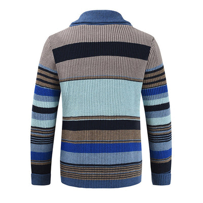 Men's Colourblock Lapel Sweater Jacket 02918584X | Last day 80% off!