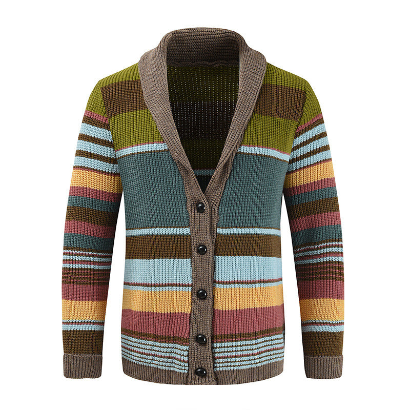 Men's Colourblock Lapel Sweater Jacket 02918584X | Last day 80% off!