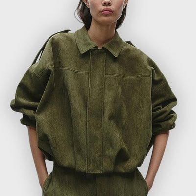 Catherine | Suede Oversized Warm Leather Jacket