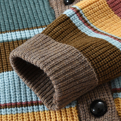 Men's Colourblock Lapel Sweater Jacket 02918584X | Last day 80% off!