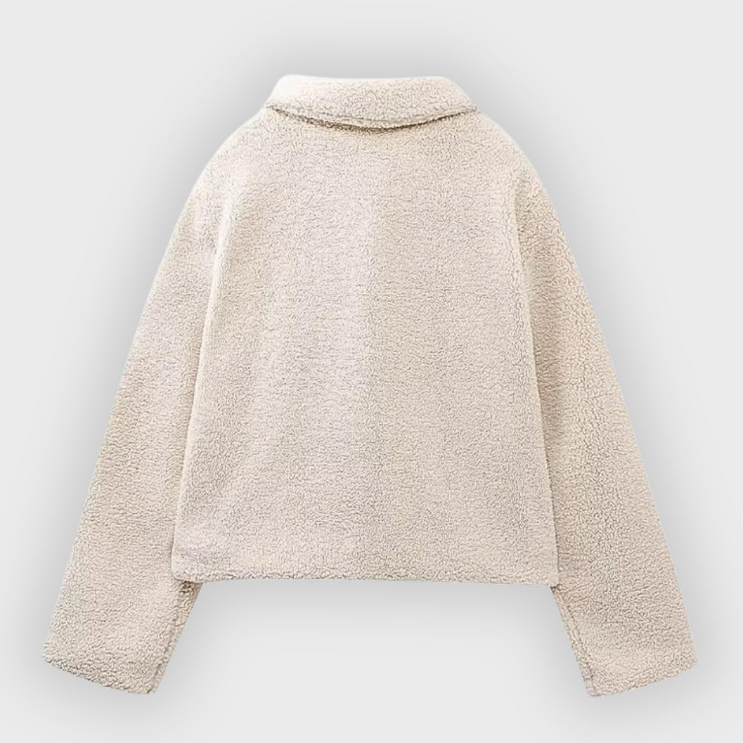 Lucy | Cropped Fleece Toggle Patch Pocket Jacket