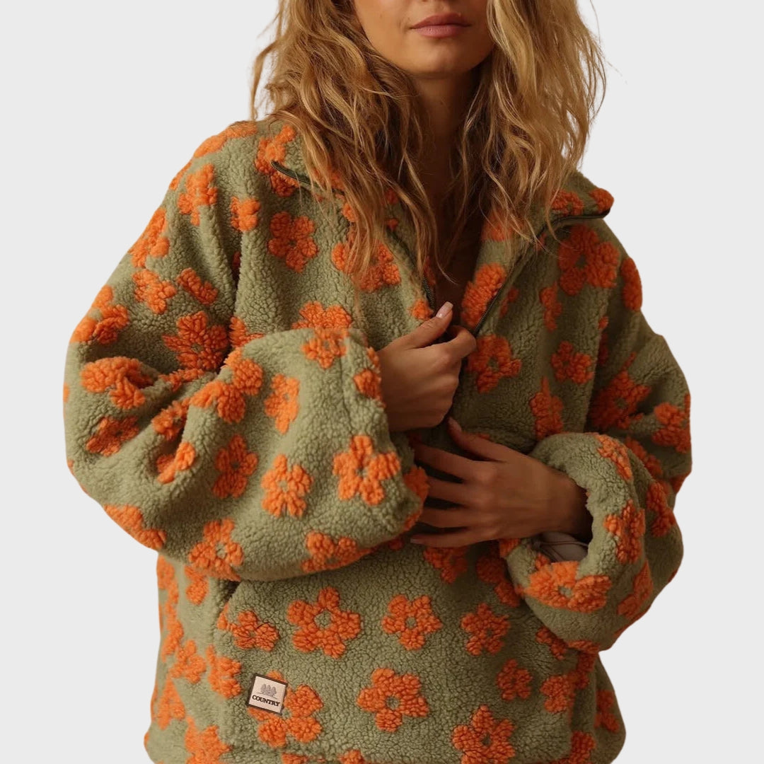 Matilda | Fleece Sweater with Long Sleeves and Floral Print