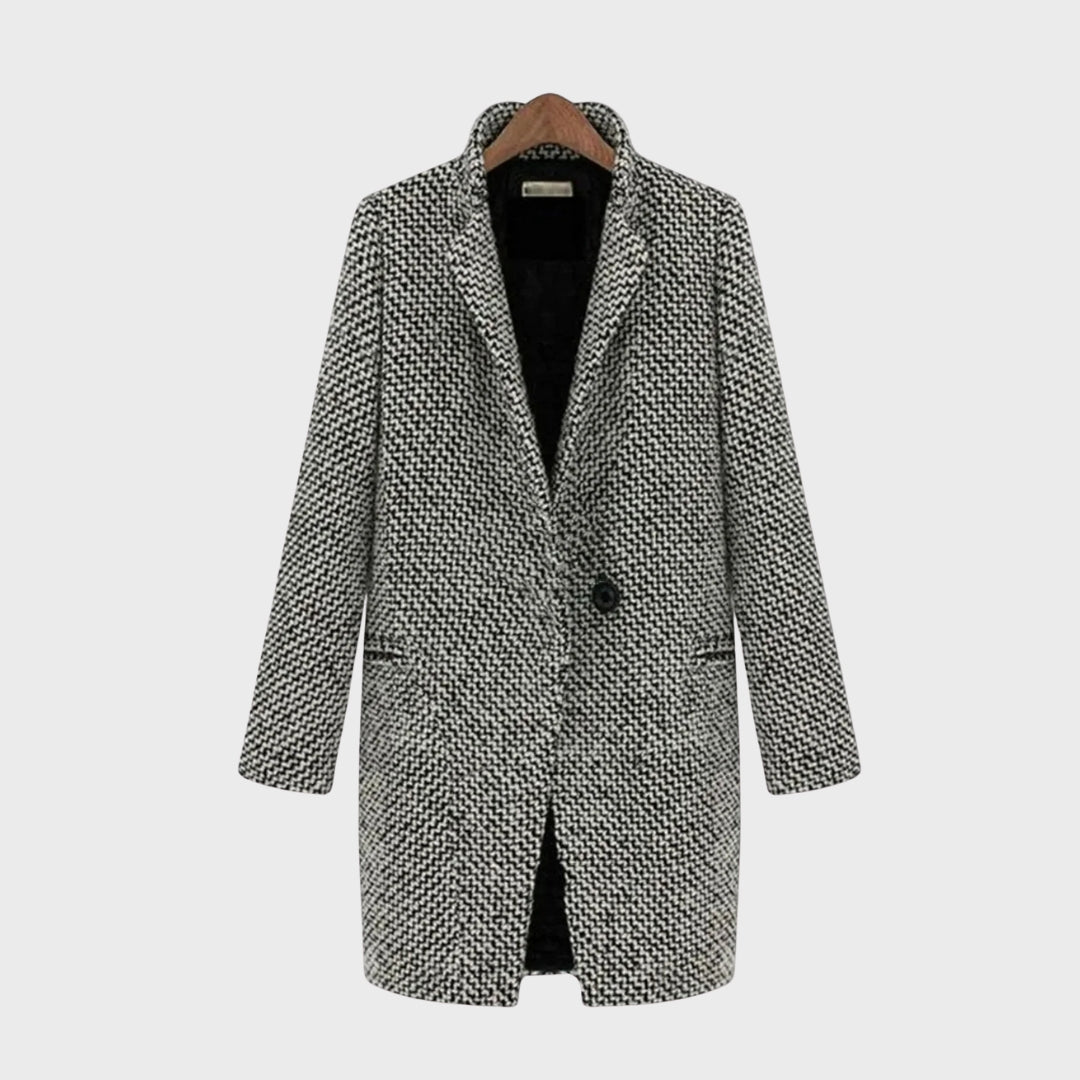 Zoe | Autumn Houndstooth Wool Coat