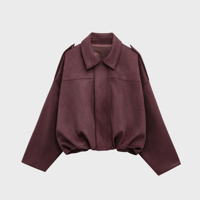 Catherine | Suede Oversized Warm Leather Jacket