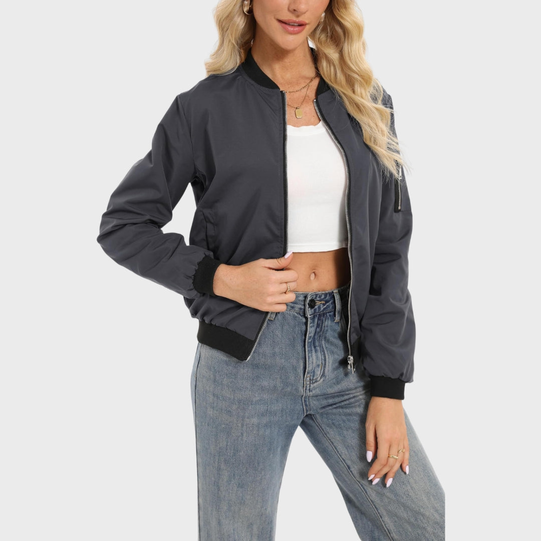 Erin | Autumn Long-Sleeve Bomber Jacket with Zipper