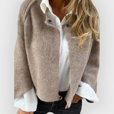 Isla | Wool Coat with Round Neck and Long Sleeves