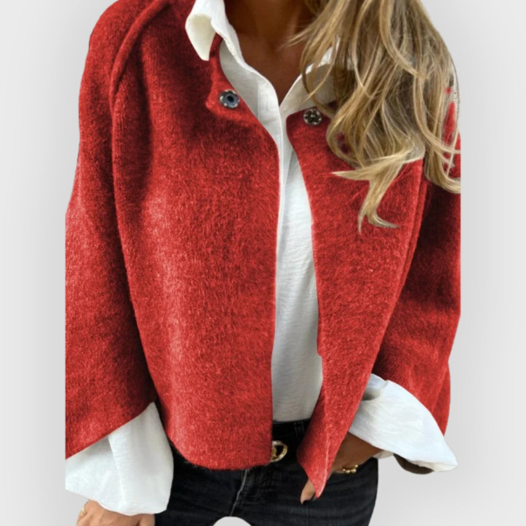 Isla | Wool Coat with Round Neck and Long Sleeves