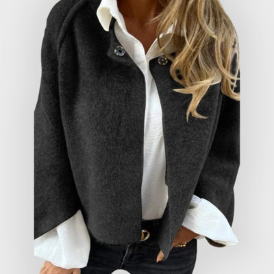Isla | Wool Coat with Round Neck and Long Sleeves