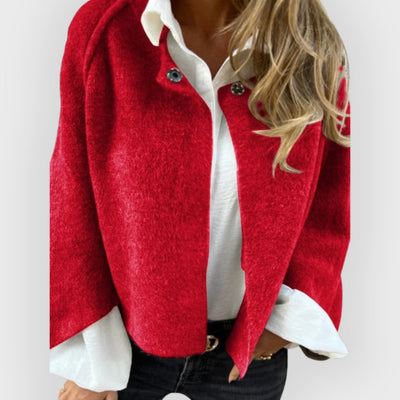 Isla | Wool Coat with Round Neck and Long Sleeves