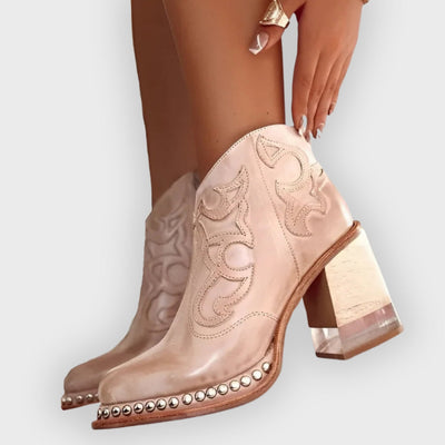 Ruby | Ankle Boots – Studded Sole & Block Heel