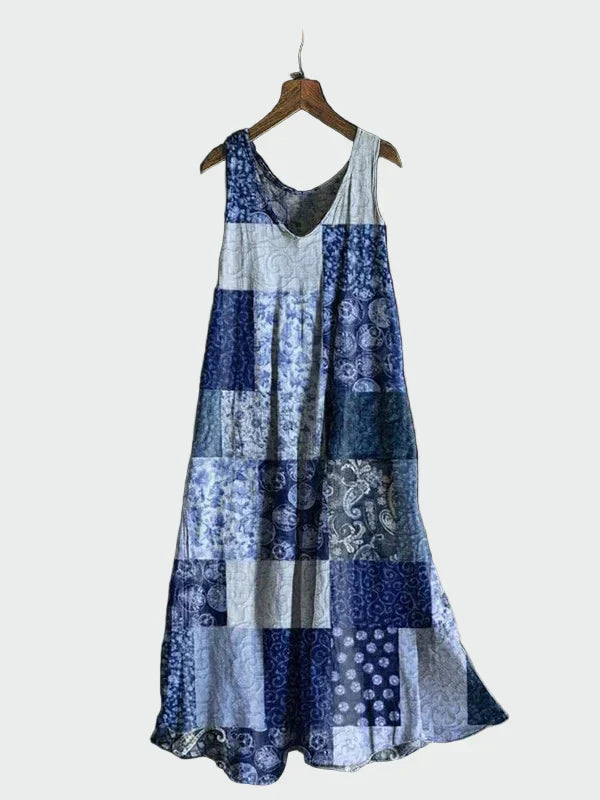 Amelia | Dress With Intricate Ultramarine Patchwork