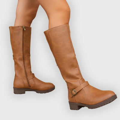Claudia | High Boots with Side Zipper and Decorative Straps