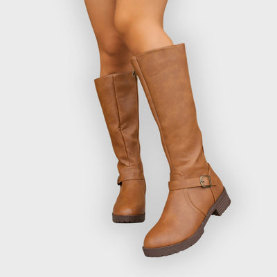 Claudia | High Boots with Side Zipper and Decorative Straps