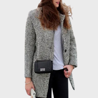 Zoe | Autumn Houndstooth Wool Coat