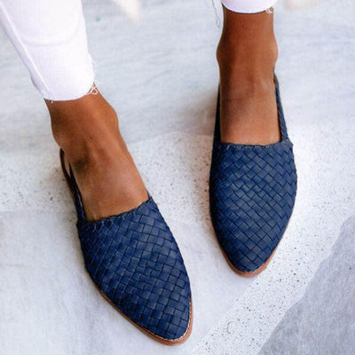 Laura | Woven Leather Slingback Flats – Comfortable Everyday Shoes