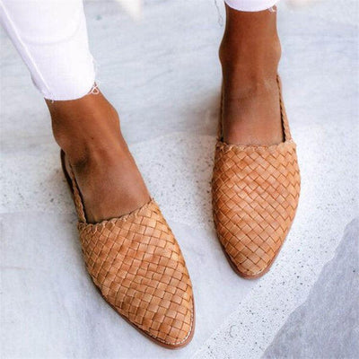Laura | Woven Leather Slingback Flats – Comfortable Everyday Shoes
