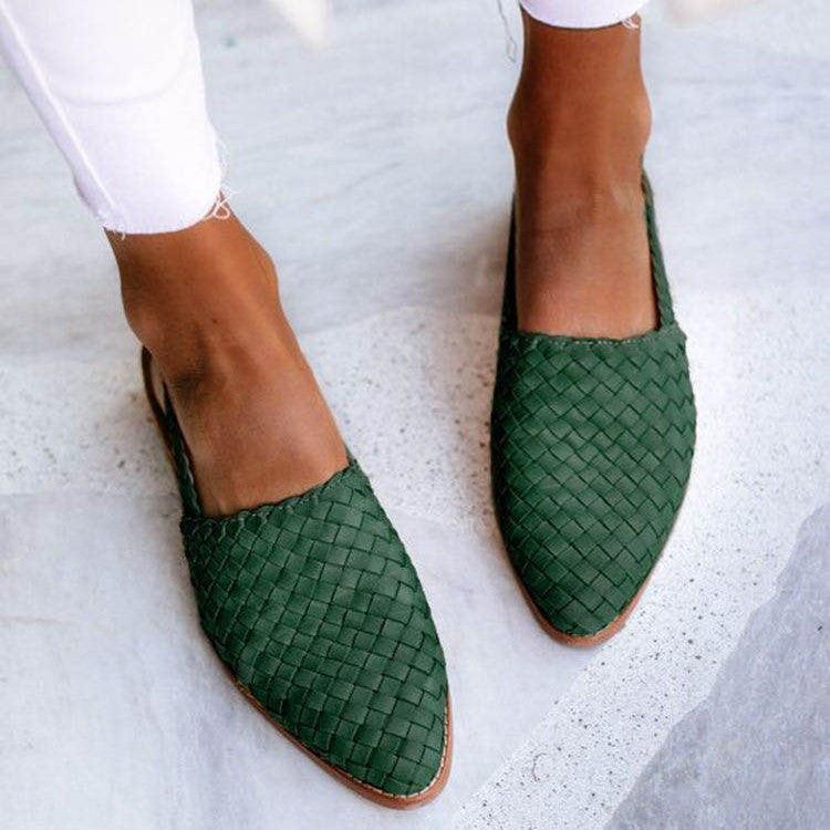 Laura | Woven Leather Slingback Flats – Comfortable Everyday Shoes