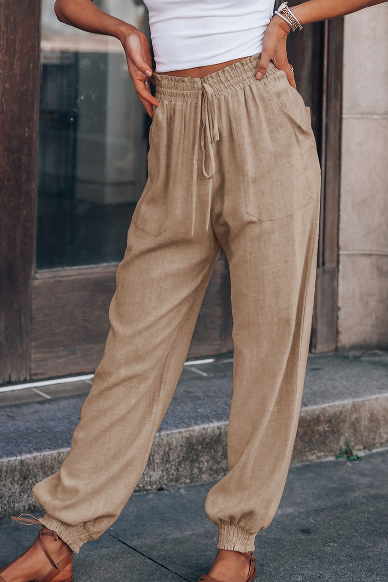 Women's Jogger Trousers - Relaxed Fit - Elastic Waist with Drawstring - Breathable Fabric