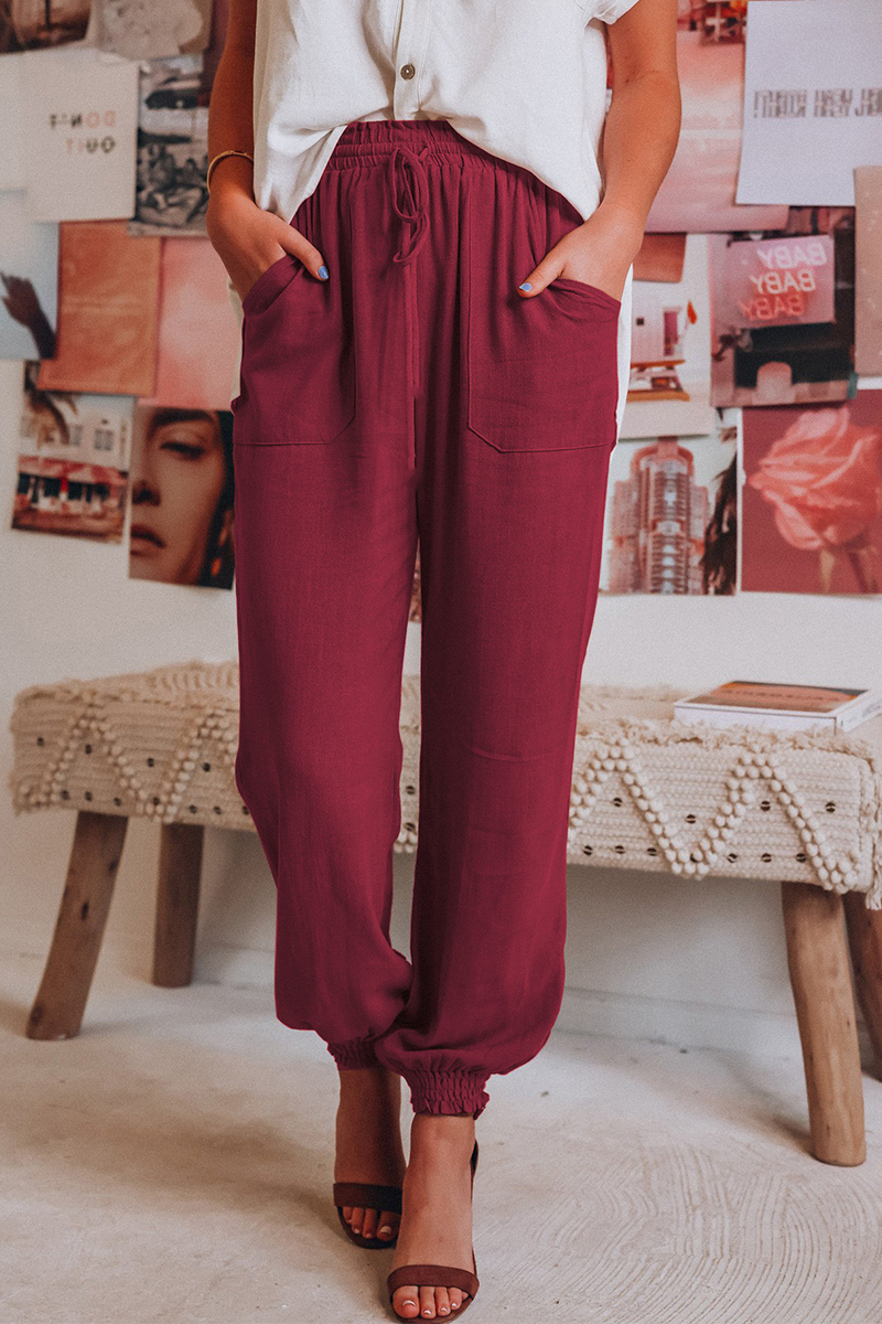 Women's Jogger Trousers - Relaxed Fit - Elastic Waist with Drawstring - Breathable Fabric