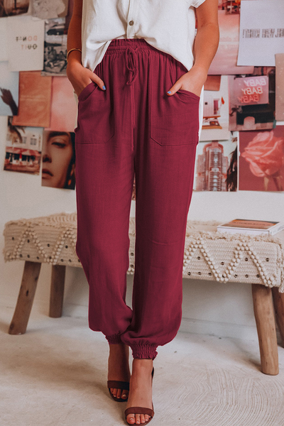 Women's Jogger Trousers - Relaxed Fit - Elastic Waist with Drawstring - Breathable Fabric