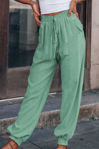 Women's Jogger Trousers - Relaxed Fit - Elastic Waist with Drawstring - Breathable Fabric