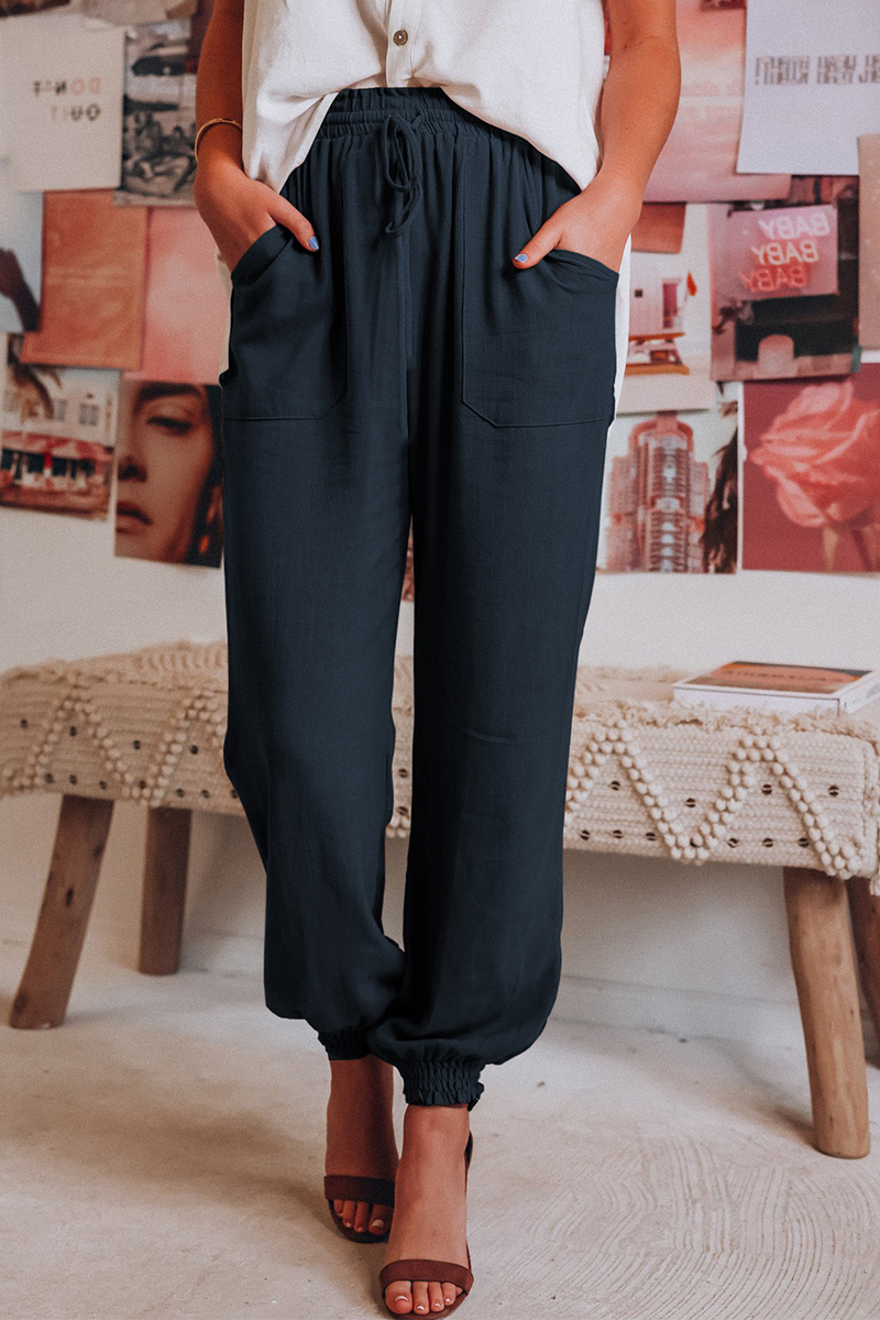 Women's Jogger Trousers - Relaxed Fit - Elastic Waist with Drawstring - Breathable Fabric