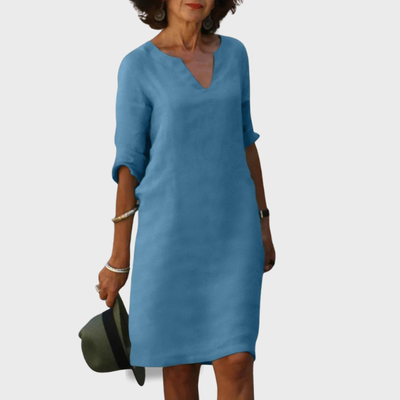 Elsie | V-Neck Mini Dress with 3/4 Sleeves