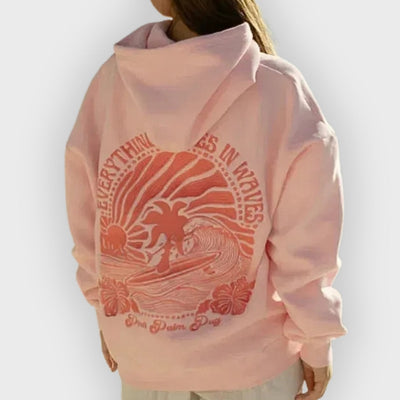 Iris | Oversized Cotton Blend Hoodie with Embroidered Back Design