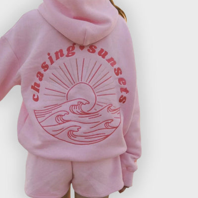 Iris | Oversized Cotton Blend Hoodie with Embroidered Back Design