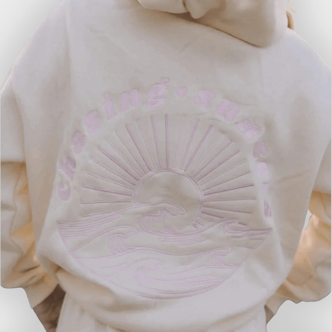Iris | Oversized Cotton Blend Hoodie with Embroidered Back Design