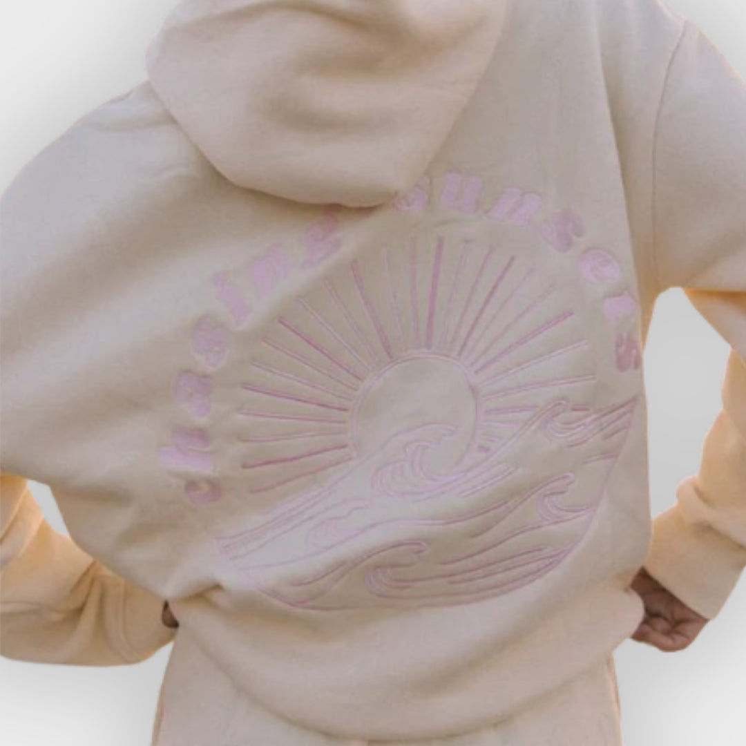 Iris | Oversized Cotton Blend Hoodie with Embroidered Back Design