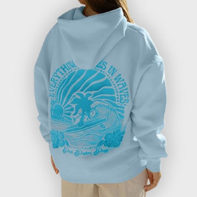 Iris | Oversized Cotton Blend Hoodie with Embroidered Back Design