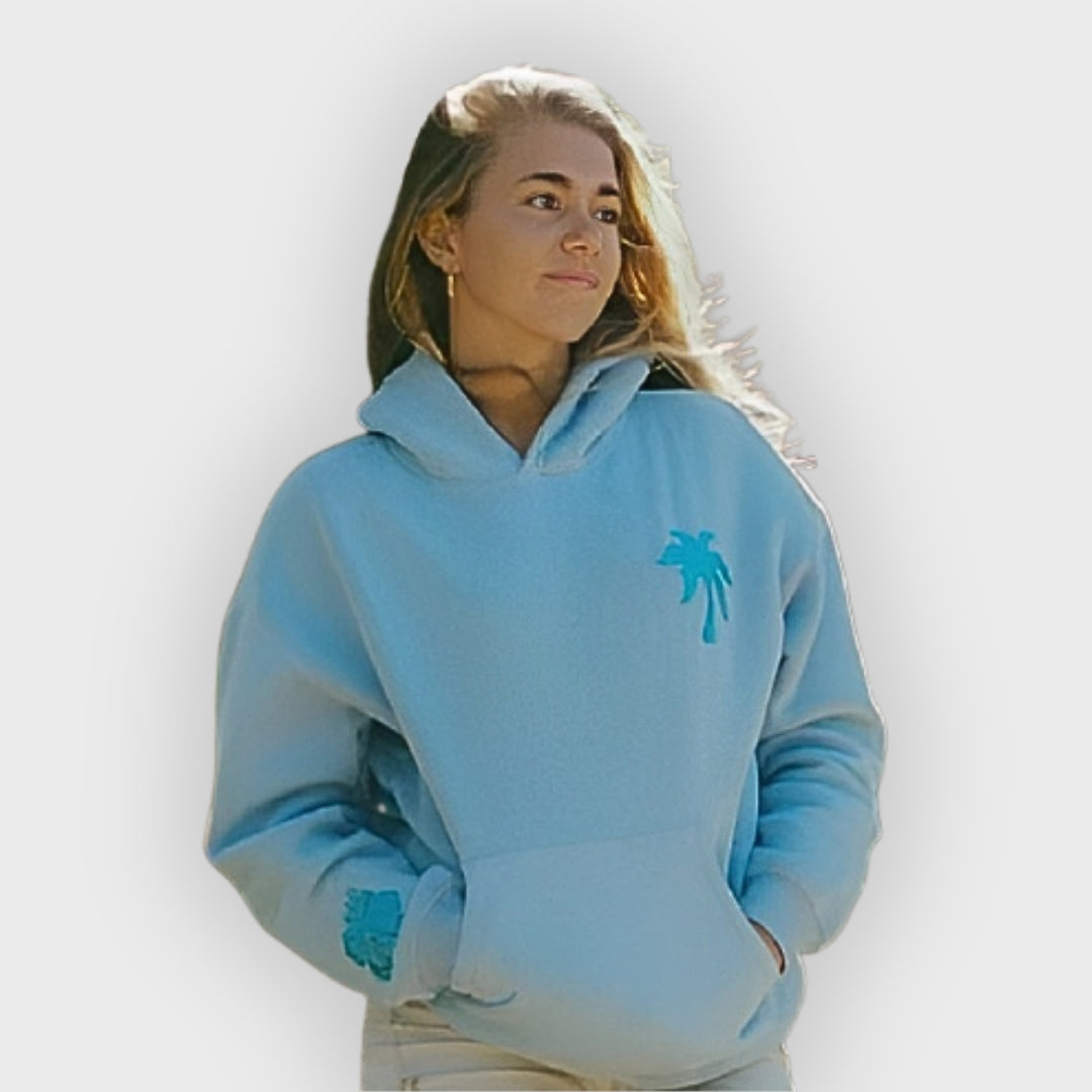 Iris | Oversized Cotton Blend Hoodie with Embroidered Back Design
