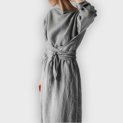Martha | Elegant Linen Autumn Dress - Handmade
