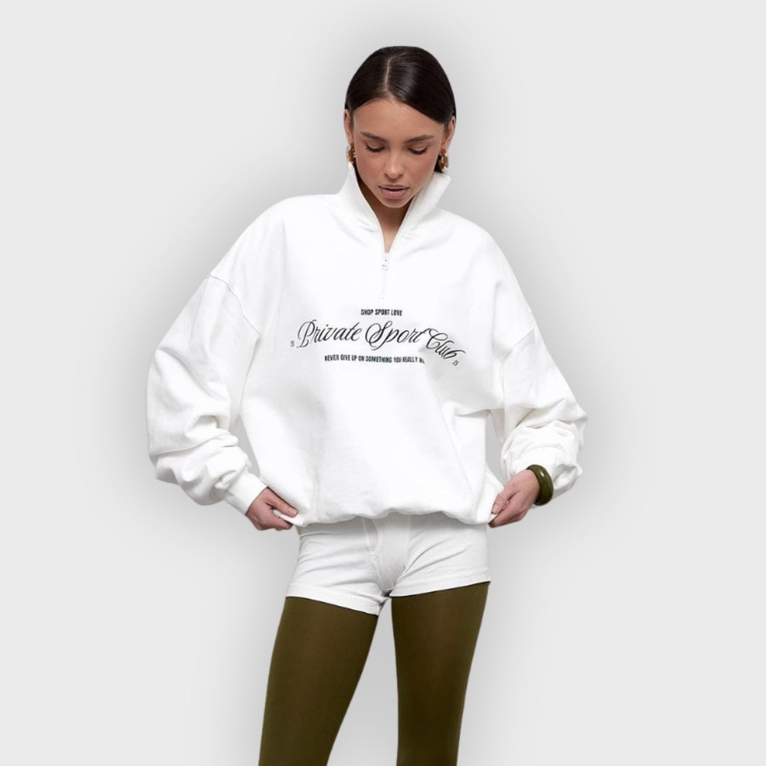 Georgia | Sweatshirt – Half Zip & Letter Print