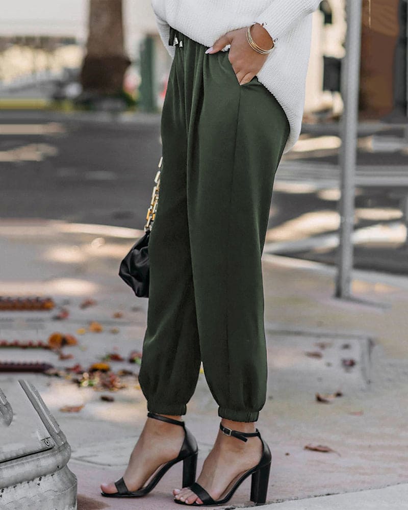 Women's Jogger Trousers - High Waist - Elasticated Cuffs - Adjustable Drawstring