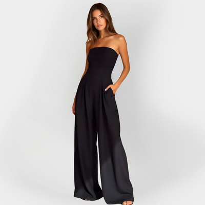 Alexandria | Midnight Black Strapless Evening Jumpsuit
