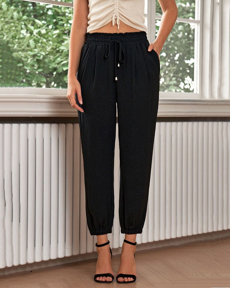 Women's Jogger Trousers - High Waist - Elasticated Cuffs - Adjustable Drawstring