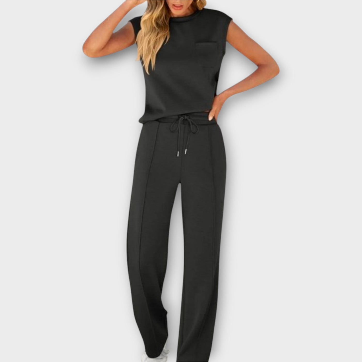 Alex | EnduringlyStylish Sleeveless Top Drawstring Trousers