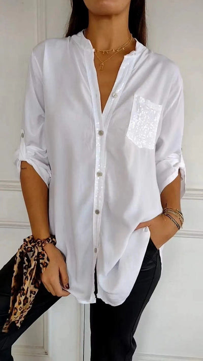Sequin Pocket Glitter Blouse | Stylish Partywear for Women