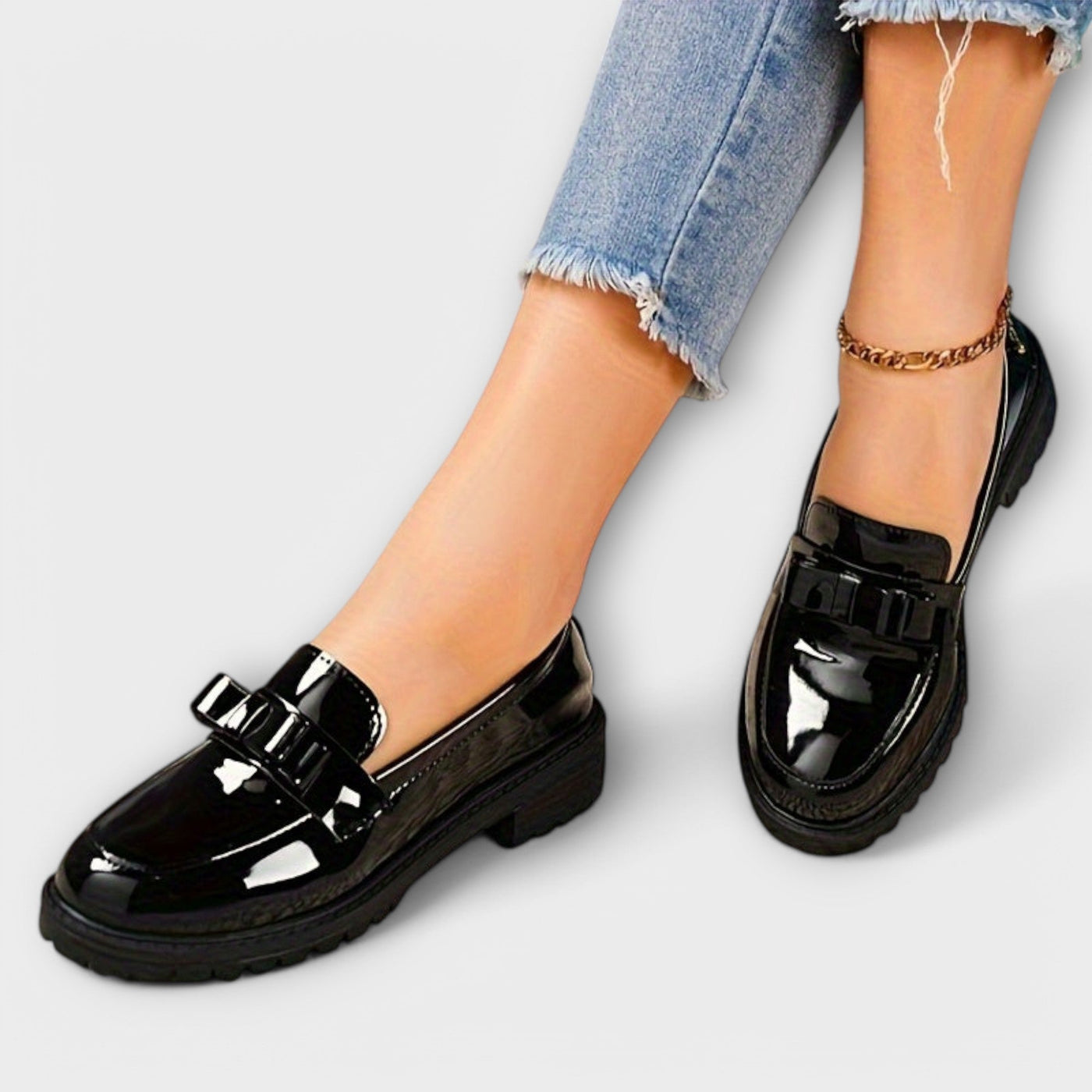 Catherine | Resplendent Black Patent Leather Loafers