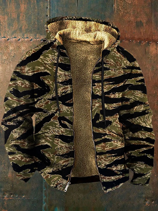 Men's Vintage Camouflage Fleece Zipper Jacket Last Day 80% Off!