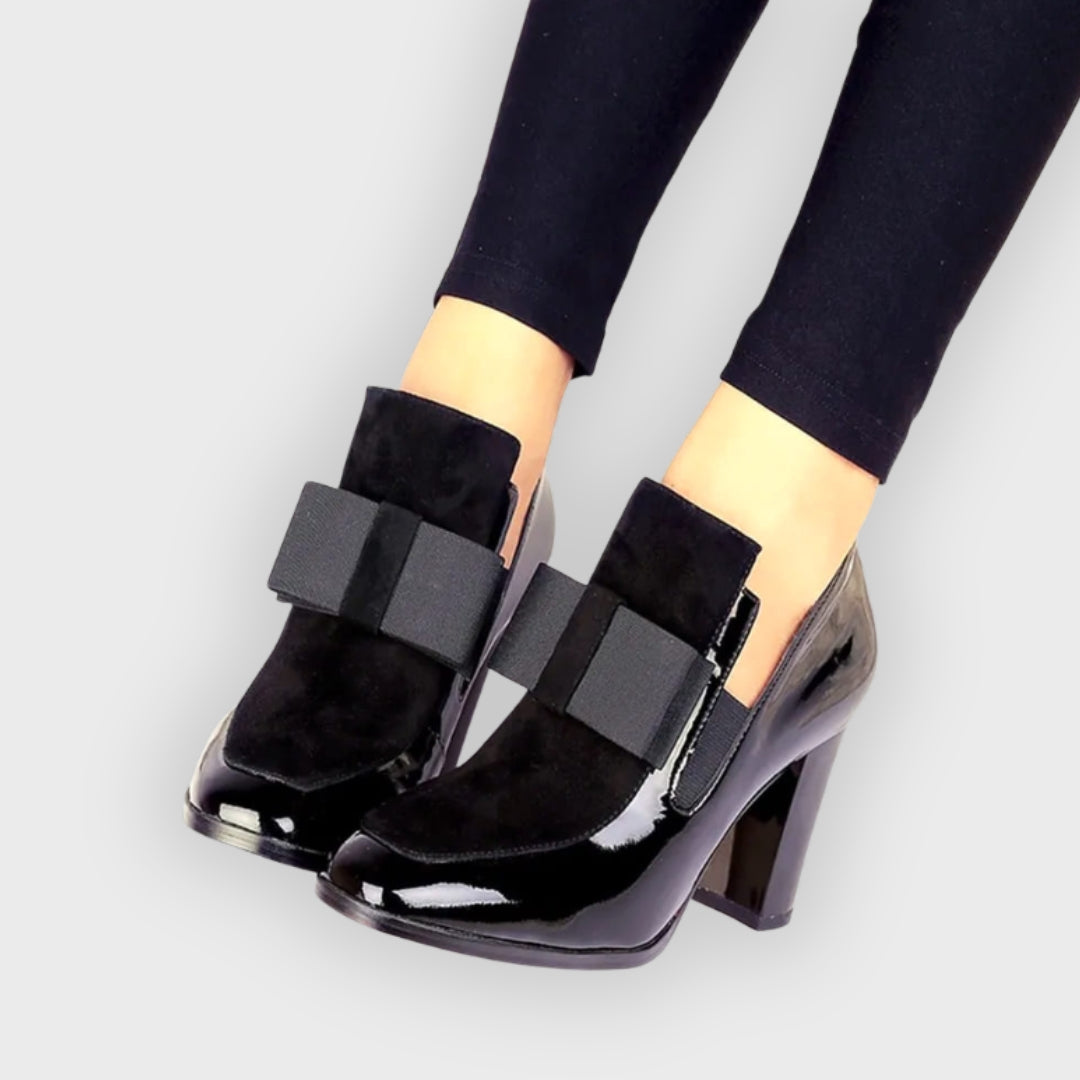 Amira | Paneled Bow Block Heels
